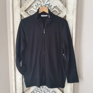 Hasting & Smith Women's Plus Long Sleeve Mock Neck Zip Front Jacket Top in Black